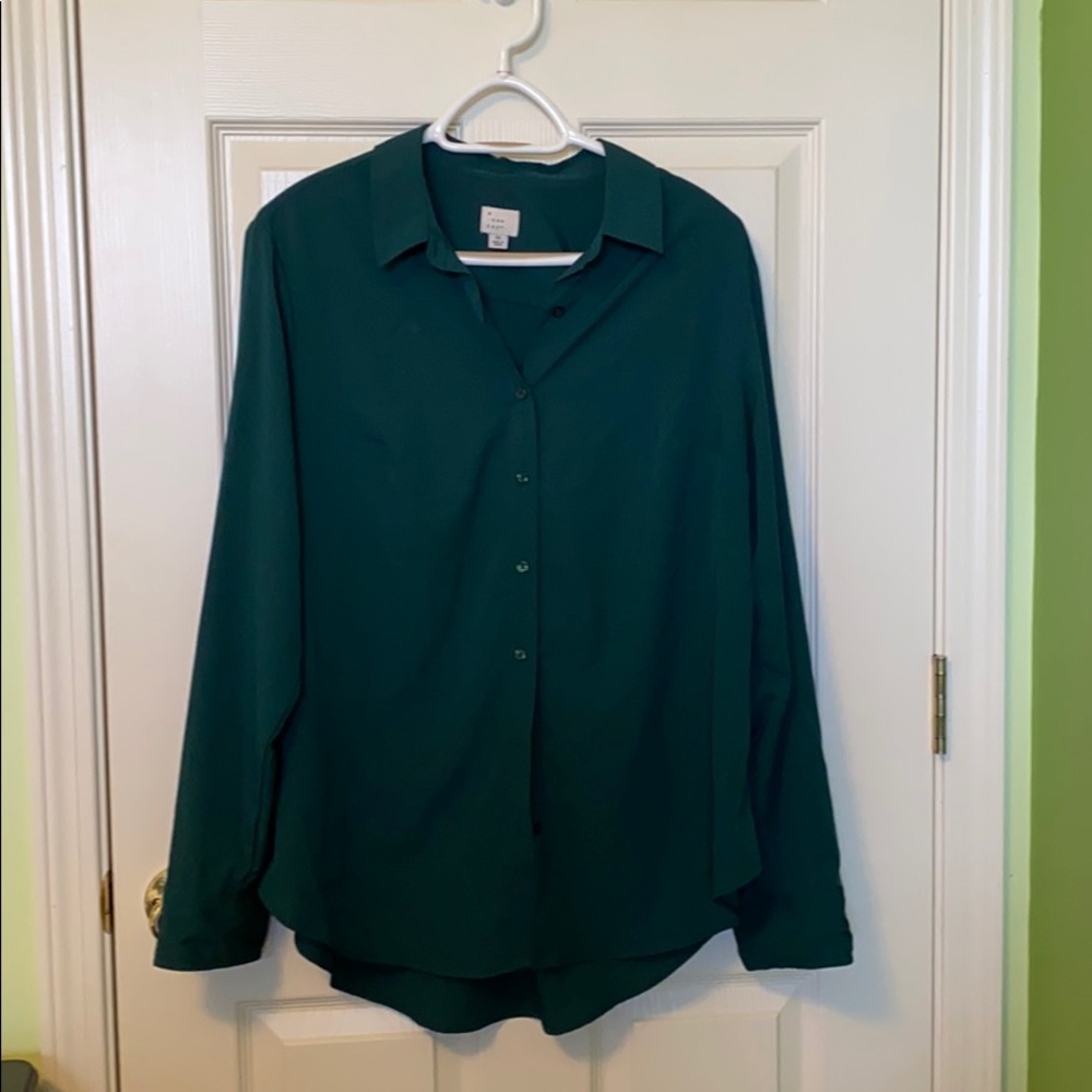Forest green button down